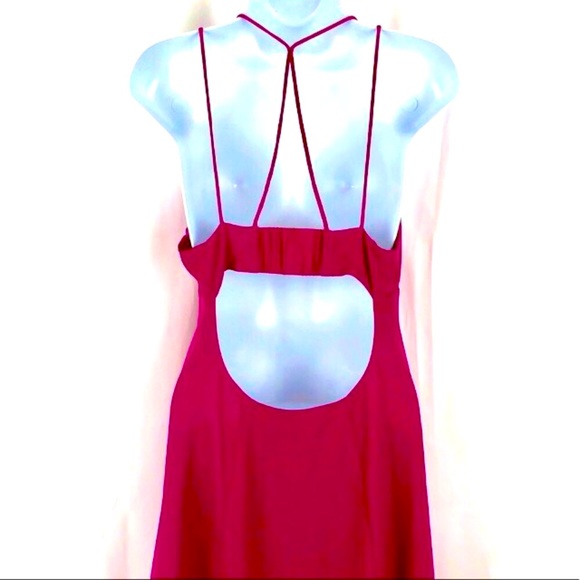 Express Red Sundress with Keyhole Open Back Double String Straps Lined - Picture 4 of 7